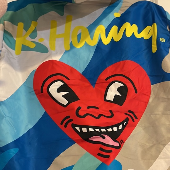 NWT Keith Haring x Members Only 1/4 ZIP Hooded Windbreaker jacket Tokyo Pop Camo - Picture 10 of 16